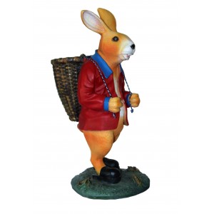 Кролик с корзиной кашпо оранжевый